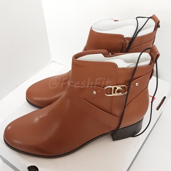 🆕Liz Claiborne Hoyt Memory Foam Booties Luggage Camel Stacked Heel 8M - Picture 7 of 11